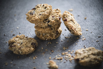 granola cookies on the dark background