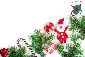 Christmas frame decorated isolated on white background with copy space for your text