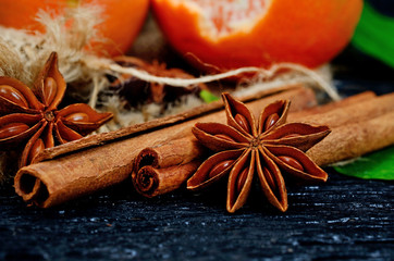 anise and cinnamon on table