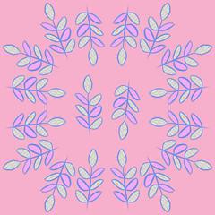 Branch, leaves, scribbles   pattern. Hand drawn.