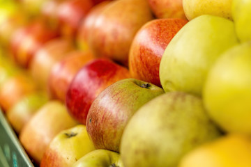 Big stack of colorful apples