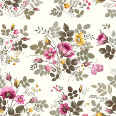 seamless floral pattern with roses - 183823094