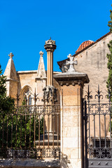 Obraz premium View of the church Canta Tecla la Vella Tarragona, Catalunya, Spain. Copy space for text. Vertical.