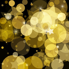 abstract gold stars on dark vector background