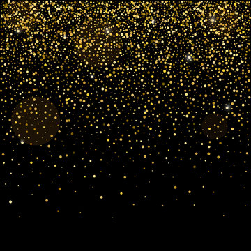 Golden glitter sparkle bubbles champagne particles stars on black background,happy new year holiday concept