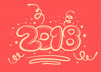 Postacard concept with new year digits on red noisy background. Vector illustration.
