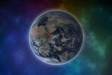 Planet Earth in the solar system. Elements of this image are furnished by NASA