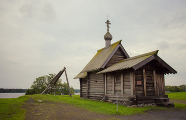 Fototapeta na wymiar Wooden church on island Kizhi on lake Onega, Russia