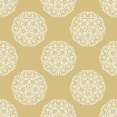 Classic seamless golden and white pattern. Traditional orient ornament. Classic vintage background