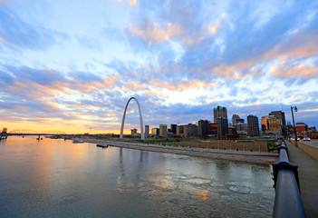 St. Louis, Missouri and the Gateway Arch from Eads Bridge.