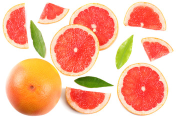 healthy food. sliced grapefruit isolated on white background top view