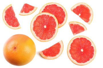 healthy food. sliced grapefruit isolated on white background top view