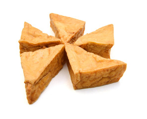 Tofu on white background