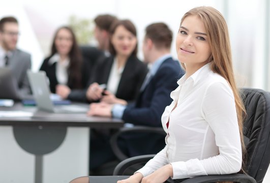 portrait of young female office worker