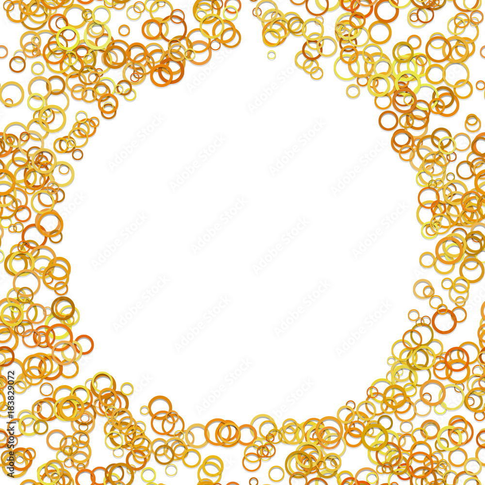 Aufkleber geometric abstract chaotic circle background - vector graphic design from orange rings with blank sp
