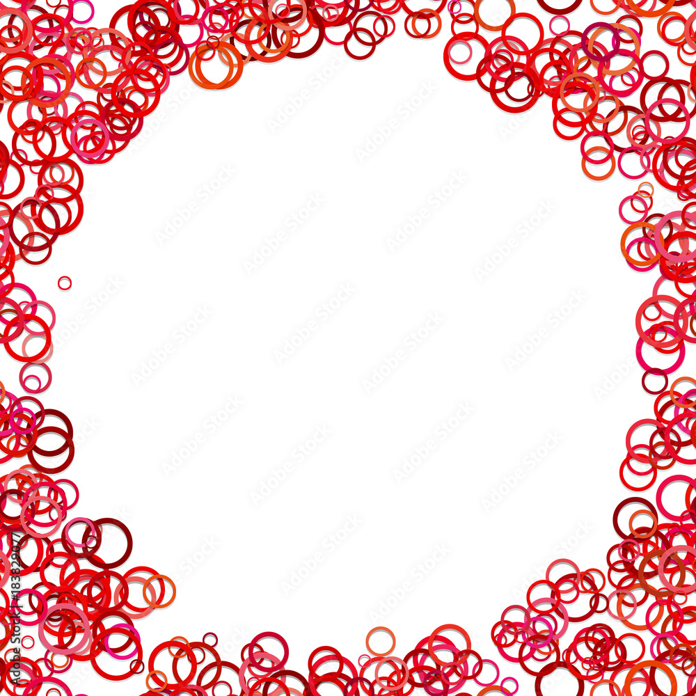 Aufkleber color abstract random circle background - trendy vector graphic design from red rings on white backg