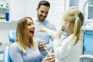 Family in dental office