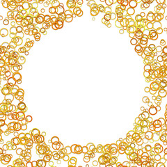 Geometric abstract chaotic circle background - vector graphic design from orange rings with blank space in the middle
