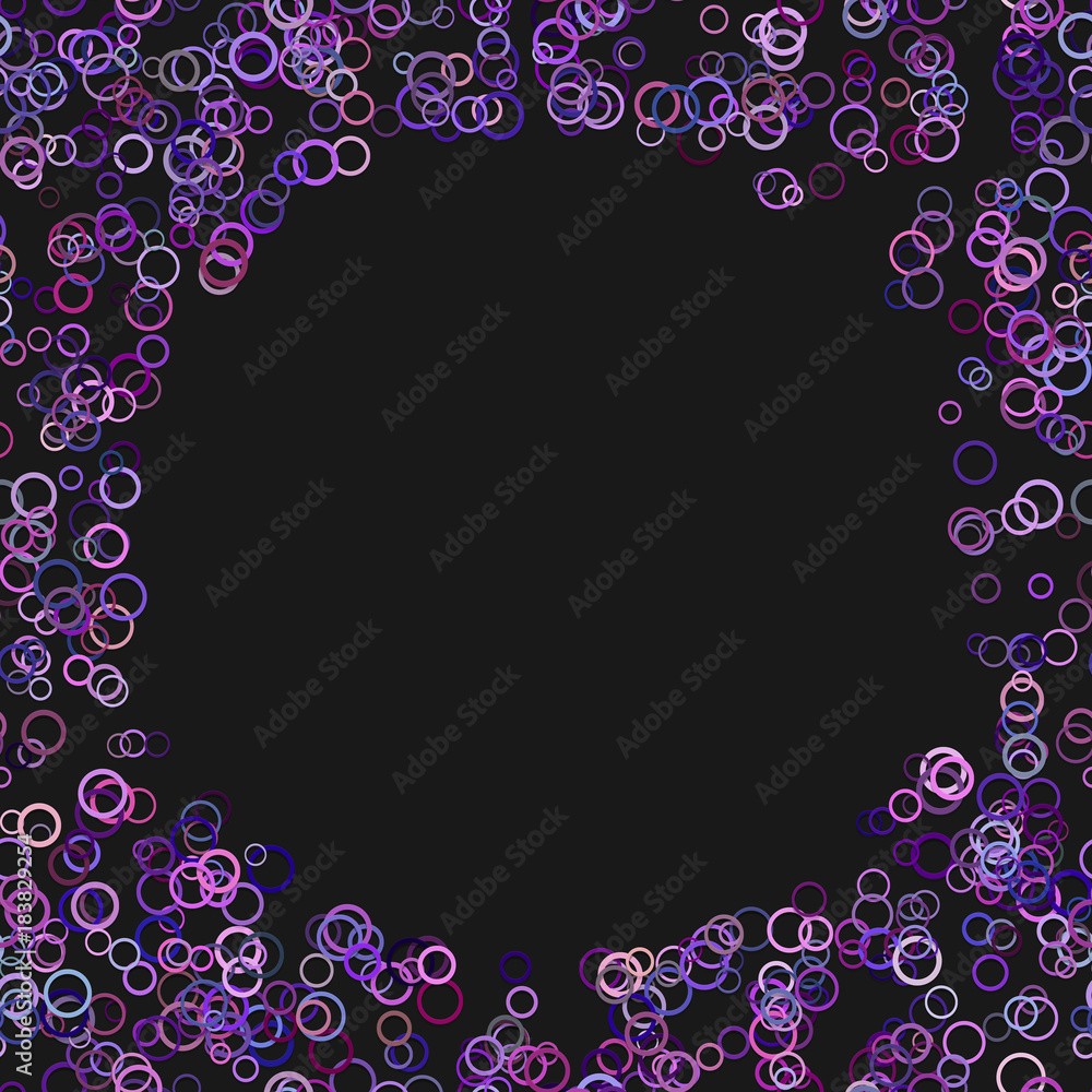 Poster modern chaotic circle background - trendy vector design from circles in purple tones with shadow eff