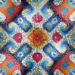 Seamless background pattern. Irregular decorative geometric mosaic art tile pattern from uneven broken pieces.