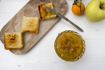 A beautiful and mouth-watering fruit jam and a jam sandwich is located on the Light Table.