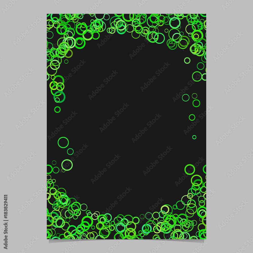 Poster color abstract random circle design page template - vector blank stationery border design with green