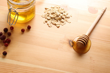 Honey oatmeal healthy breakfast background
