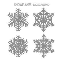 Set with snowflakes. Illustration in white and black colors.