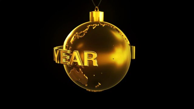 Loopable animation of Christmas ball shaped as globe with words