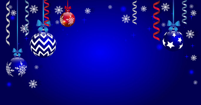 Merry Christmas and New Year Background. Christmas card with balls