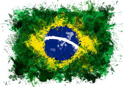 Bandeira brasil pintada fundo branco
