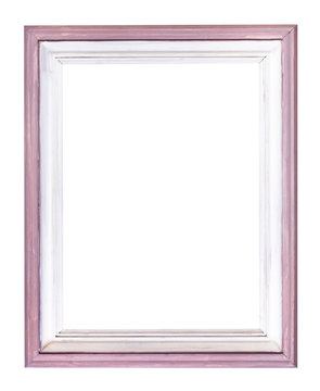 vertical pink and white painted wood picture frame