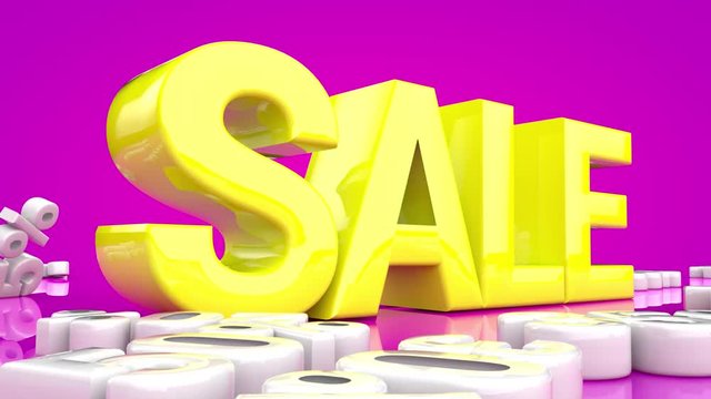 A bright colored sell-off inscription falls and spreads a lot of discounts