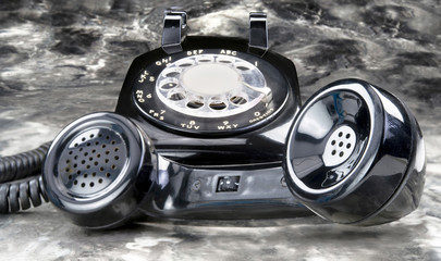 Old Style Black Rotary Telephone.