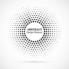 Halftone dotted background circularly distributed. Halftone effect vector pattern. Circle dots isolated on the white background.