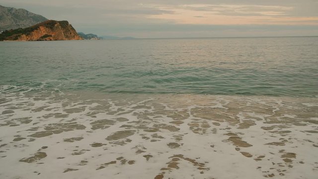 Sea and the coastline, Budva, Montenegro, Adriatic, Mediterranean. Slow motion
