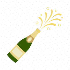 Champagne bottle explosion. Cheers. Celebration. Holiday toast.