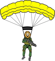 Leão Paraquedista Armado Amarelo
