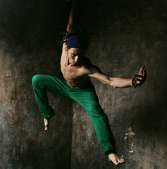 Fototapeta na wymiar Dancing man, Yoga, Capoeira, Dance, beauty movement