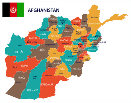 Afghanistan - map and flag Detailed Vector Illustration