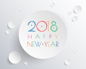 Greeting card design template with Modern Text for 2018 New Year of the Dog. Color number 2018 drawn lettering on colorful background. Vector illustration.