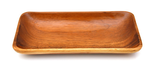 handmade teak wooden bowl isolated on white background