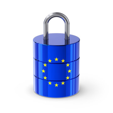 European Union Data Protection Database Padlock with EU Flag