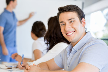 Business meeting with presentation