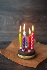 Donut and birthday candle