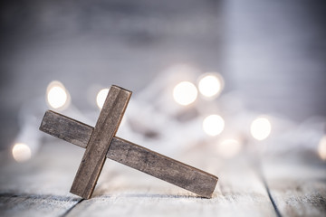 Wooden Chrisian Cross Abstract Background