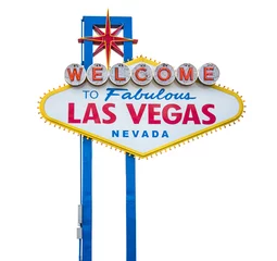 Foto op Plexiglas Het fantastische bord Welcome Las Vegas. Geïsoleerd op witte achtergrond © chones