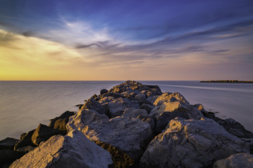 Colorful Sunset at a Long Island Jetty