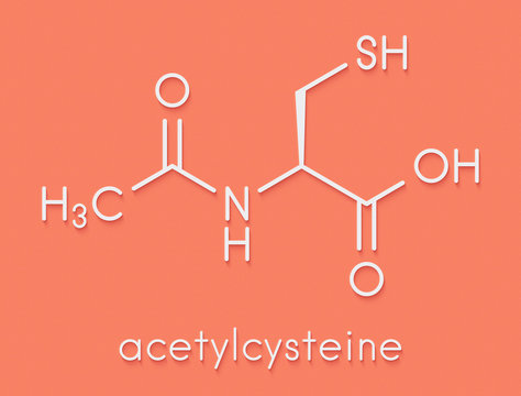 Acetylcysteine (NAC) Mucolytic Drug Molecule. Also Used To Treat Paracetamol Overdose, Skeletal Formula.