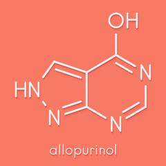 Allopurinol gout drug molecule. Skeletal formula.